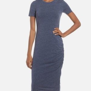 Treasure & Bond Side Ruched Body-Con Navy Gray Dress #91
